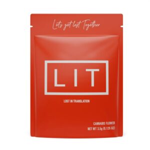 Red packaging of Motor Head by LIT Farms with LIT logo and product weight of 3.5g.