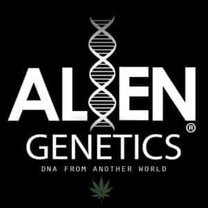 Alien Genetics official logo featuring DNA helix design and company slogan