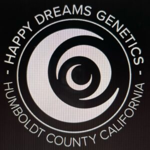 Happy Dreams Genetics logo with circular design, featuring "Humboldt County California" text on a black background.