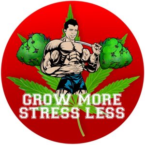 Grow More Stress Less" Logo – Cannabis Cultivation Brand