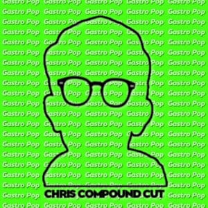 Black silhouette of Chris Lynch, known as Chris Compound, over a green background with repeated "Gastro Pop" text on an ad for Gastro Pop strain by Compound Genetics