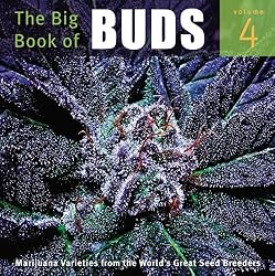 Cover of 'The Big Book of Buds Volume 4' with a close-up of a frosty bud covered in trichomes.