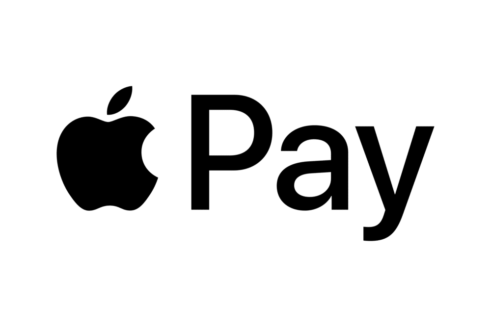 transparent Apple Pay logo featuring the Apple icon and the word 'Pay' in black